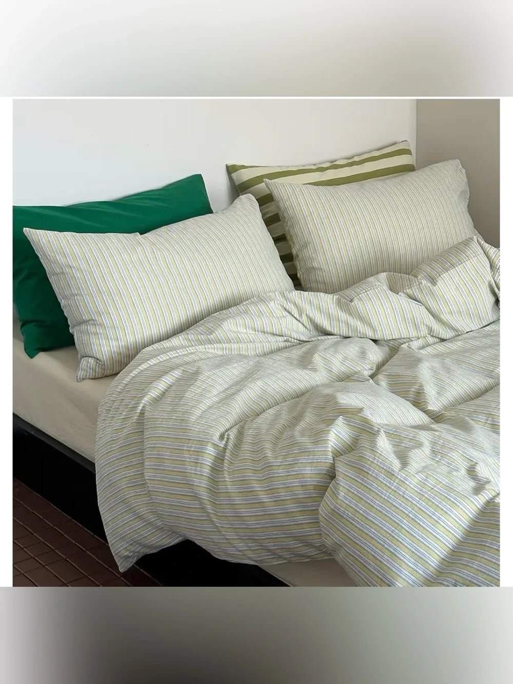 FULL SIZE Duvet Set 100% Washed Cotton - YELLOW & WHITE STRIPE